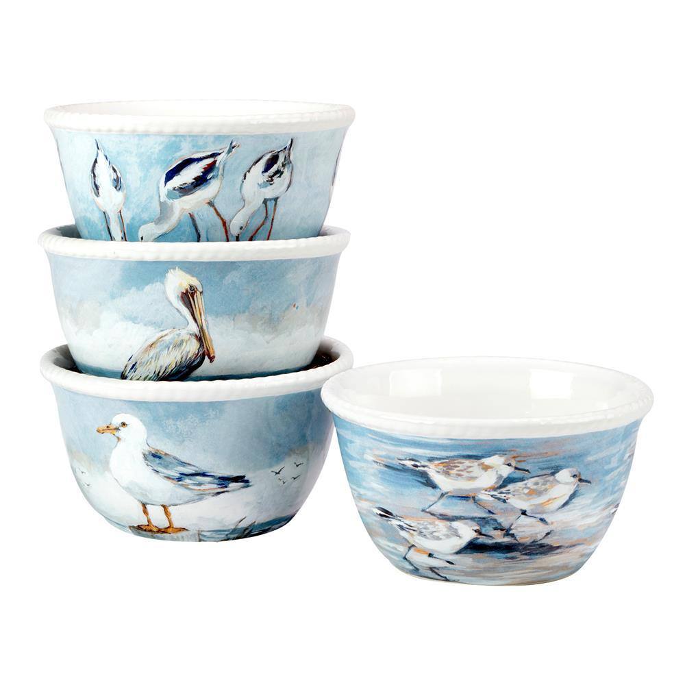 26 fl. oz. Assorted Colors Earthenware Shorebirds Ice Cream Bowls (Set of 4) product image for price tracking