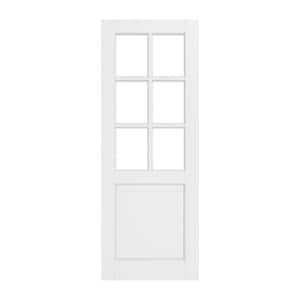 30 in. x 80 in. 6-Lite Tempered Clear Glass and Solid Core Manufacture Wood White Primed Interior Door Slab