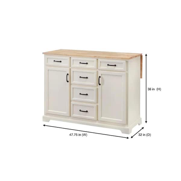 Home Decorators Collection Ivory Wooden Rolling Kitchen Cart with Butcher  Block Top and Storage (48 W) SK19304Dr1-V - The Home Depot