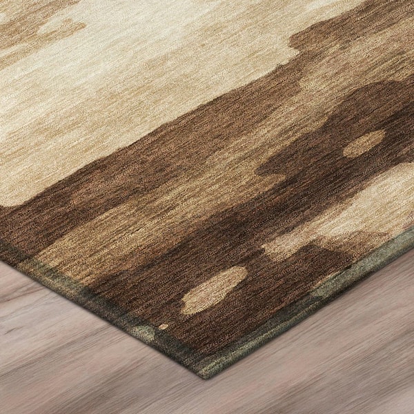 Chantille Machine Washable Indoor/Outdoor Abstract ACN2876 Chocolate 8 ft. x 10 ft. Area Rug