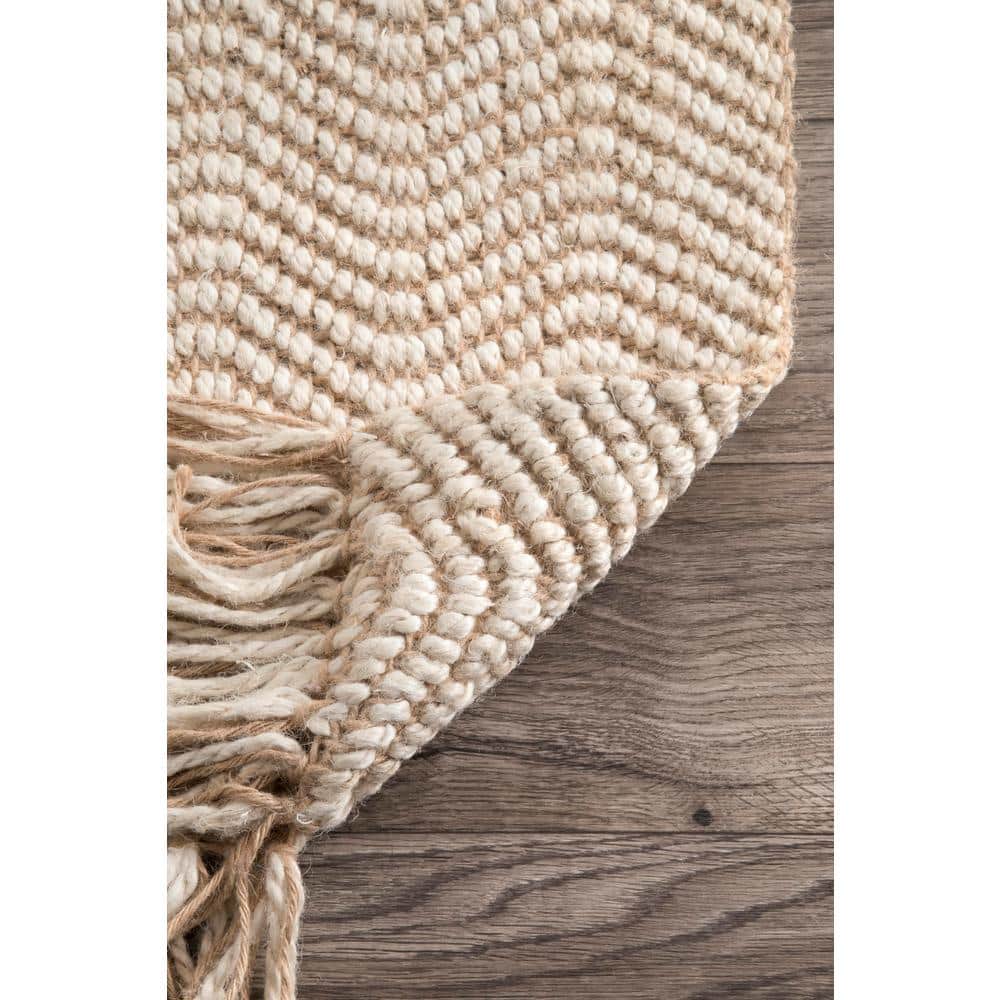 Maui Hand-Tufted Jute Area Rug with Stripes, 4' x 6', Natural