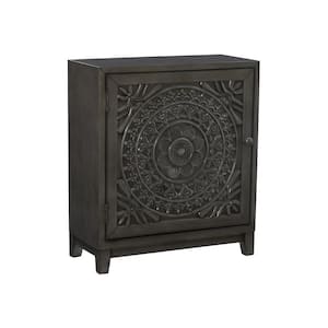 Grace Dark Grey Finish Accent Storage Cabinet with Shelf