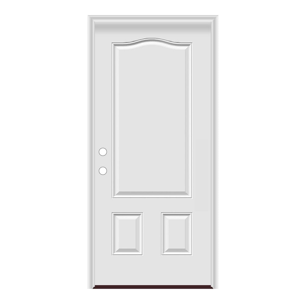 36 in. x 80 in. Right-Hand/Inswing 3-Panel Archtop Primed Steel Prehung Front Door with PVC Frame price history on PriceWatchPro