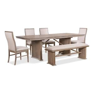 Luna 6-Piece Natural Ash Wood Top Dining Room Set (Seats 6)