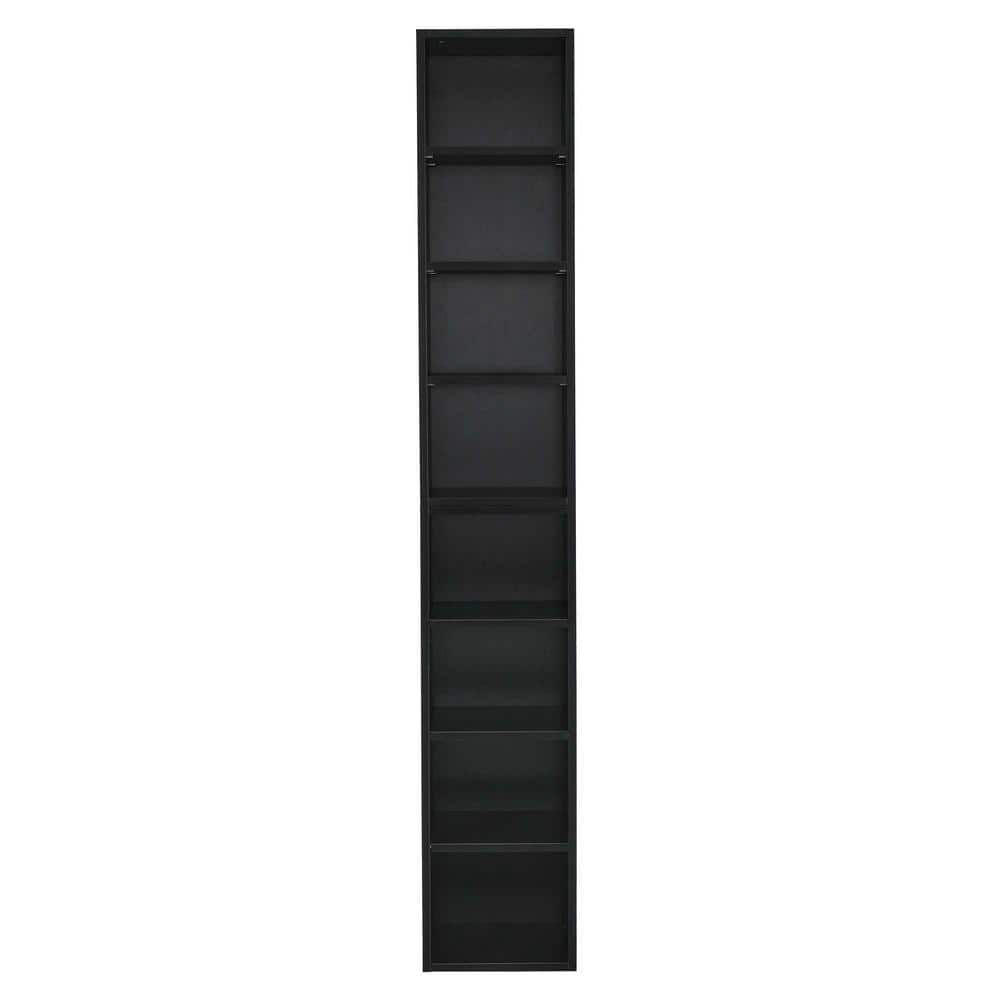 11.6 in. W x 9.3 in. D x 70.9 in. H Black Linen Cabinet, 8-Tier Media Tower
