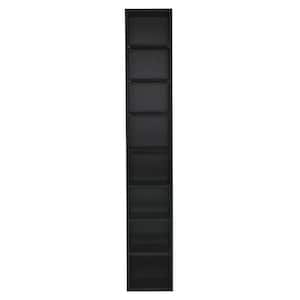 11.6 in. W x 9.3 in. D x 70.9 in. H Black Linen Cabinet, 8-Tier Media Tower Rack with Adjustable Shelves