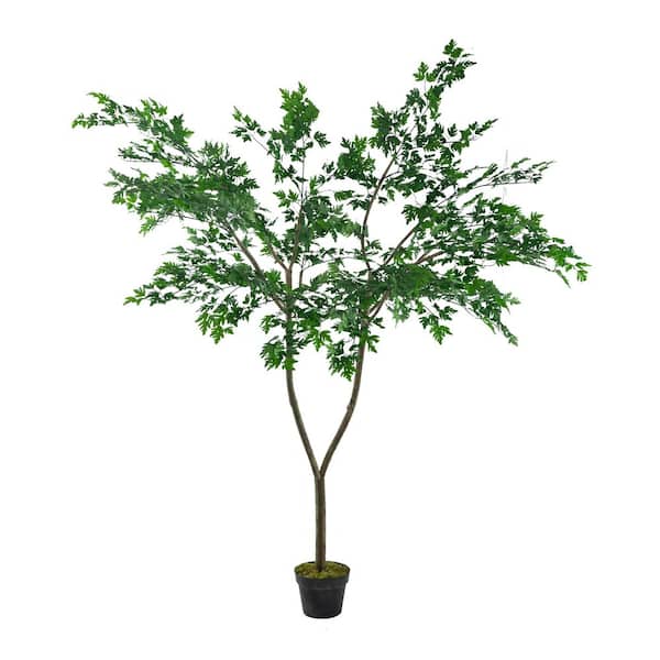 60 in. Green Indoor Artificial Other in Black Planter