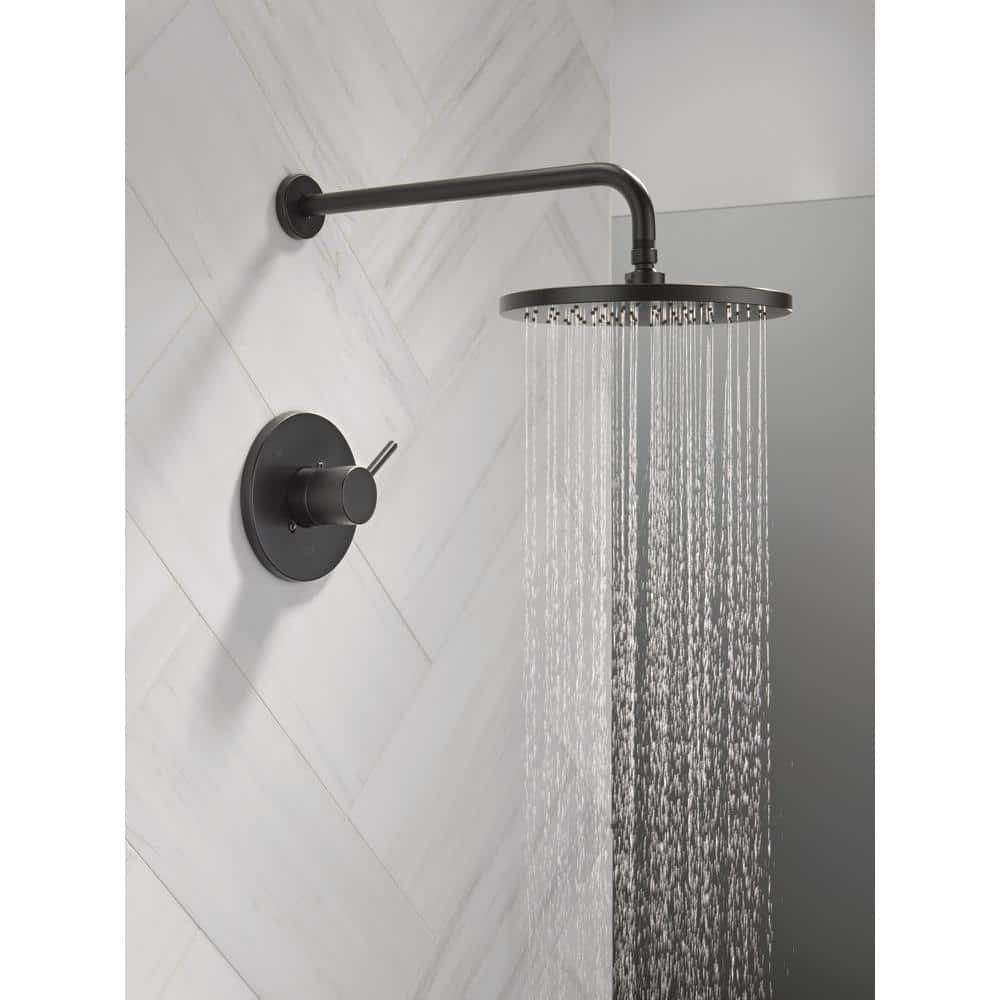 Matte Black Modern Rainfall Shower Faucet Set with Valve Trim Kit