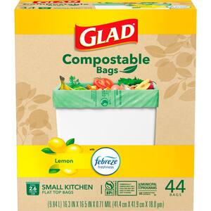 2.6 Gal. Febreze Fresh Lemon Scent Green 100% Compostable Trash Bags (44-Count)