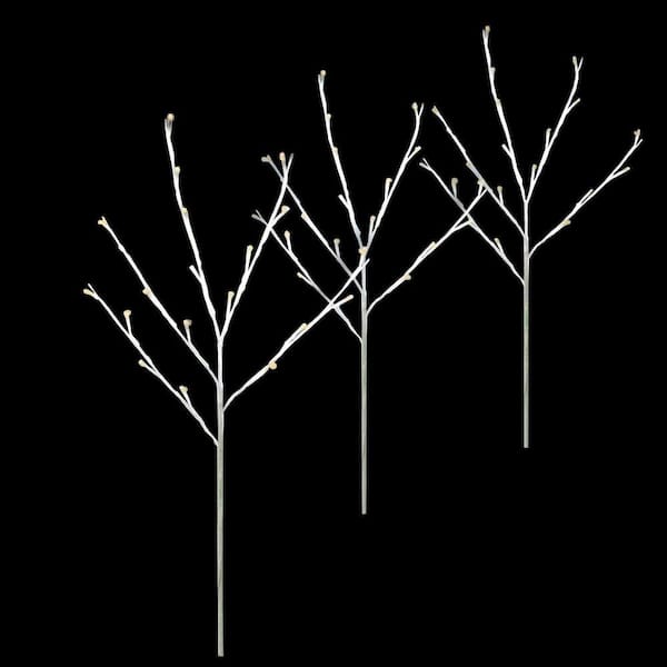 Unbranded 3 Count 29 in. H 60-Light Warm White Twinkling LED Twig Tree Pathmarkers