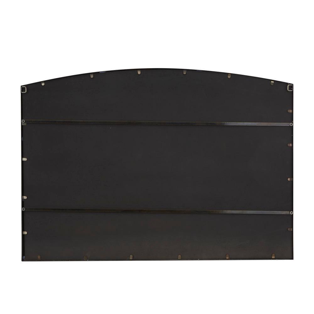 Industrial Black Metal Windowpane Wall Mirror with Arched Top