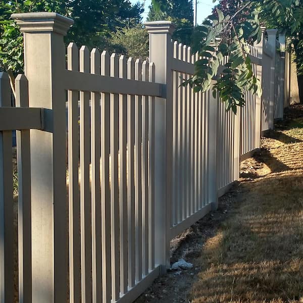 Weatherables Chelsea 4 ft. H x 8 ft. W Tan Vinyl Picket Fence Panel Kit