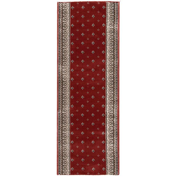 Kurdamir Fleur De Lis Cinnabar/Navajo White 26 in. W x Choice Length 1200 in. L Stair Runner Coverage Area 2.17 sq. ft.