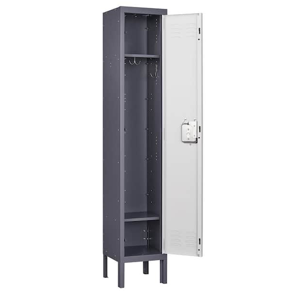 Mlezan Metal Locker Single Tier 1 Door Tall Locker 12 in. D x 12 in. W x 66  in. H in Grey White Lockers Cabinet for Home DBDG2022142GW - The Home Depot
