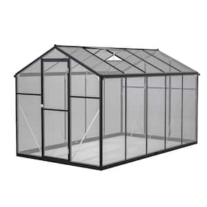 Outdoor 6 ft. x 10 ft. Wall-in Greenhouse Polycarbonate Aluminum Patio Grow House Garden Shed Kit, Black