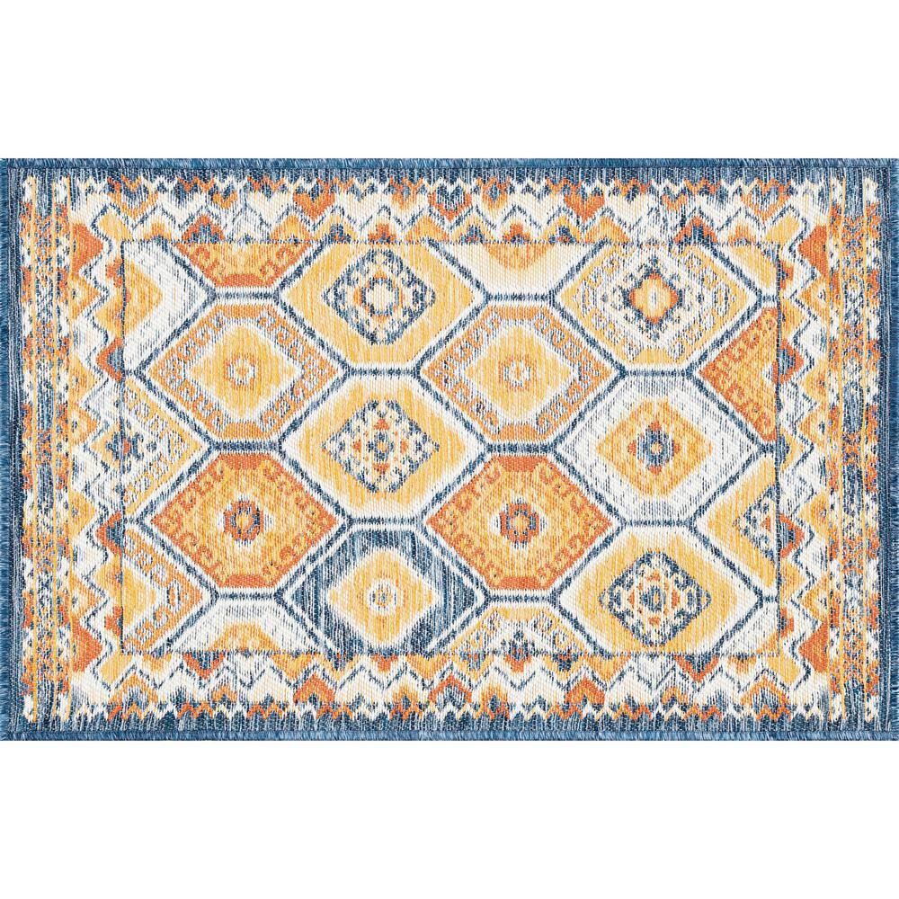 2x3 Rugs Color Blocks Tayse Rugs Flora Multi-Color 2 ft. x 3 ft. Geometric Indoor/Outdoor ...