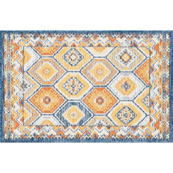Flora Multi-Color 2 ft. x 3 ft. Geometric Indoor/Outdoor Area Rug