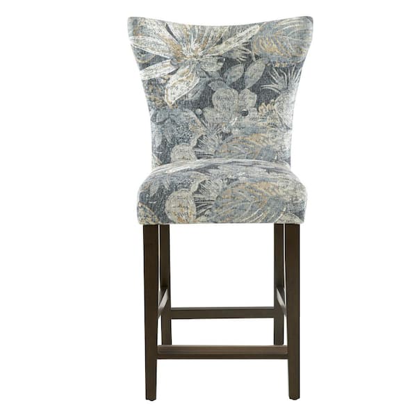 Madison Park Dave 25 in. Blue Multi Wood Counter Stool