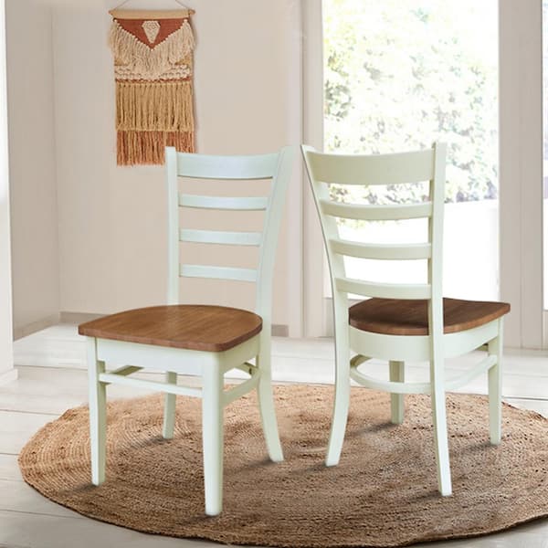 International Concepts Emily Hickory/Shell Solid Wood Dining Chair, Set of 2