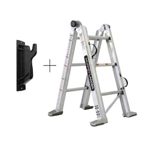 7 ft. H 10 ft. Reach Aluminum Fully Compactable Multi-Position Ladder with Wall Mount 375 lbs. Capacity Type IAA