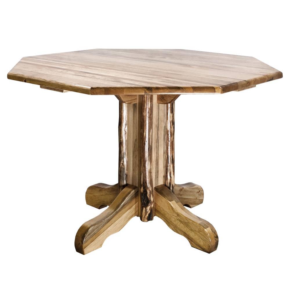 Rustic Pine Wood Round Extendable Dining Table