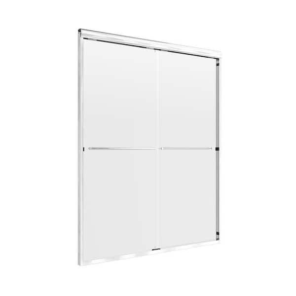 CRAFT + MAIN Cove 42 in. to 46 in. x 65 in. Semi-Framed Sliding Bypass Shower Door in Silver with 1/4 in. Clear Glass