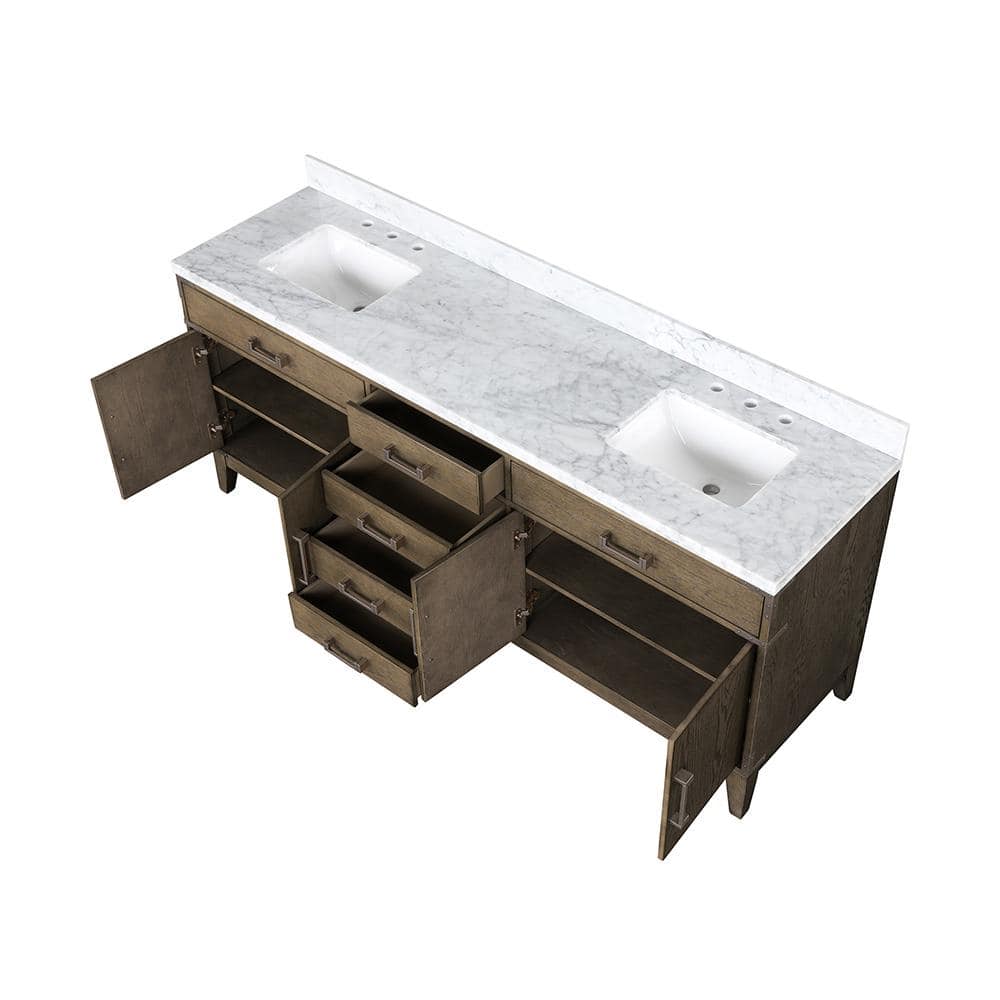 Fossa 80 in W x 22 in D Grey Oak Double Bath Vanity and Carrara Marble Top price history on PriceWatchPro