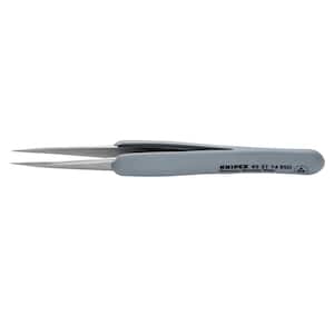 4 in. Premium Stainless Steel Precision Tweezers-Pointed Tips-ESD Rubber Handles