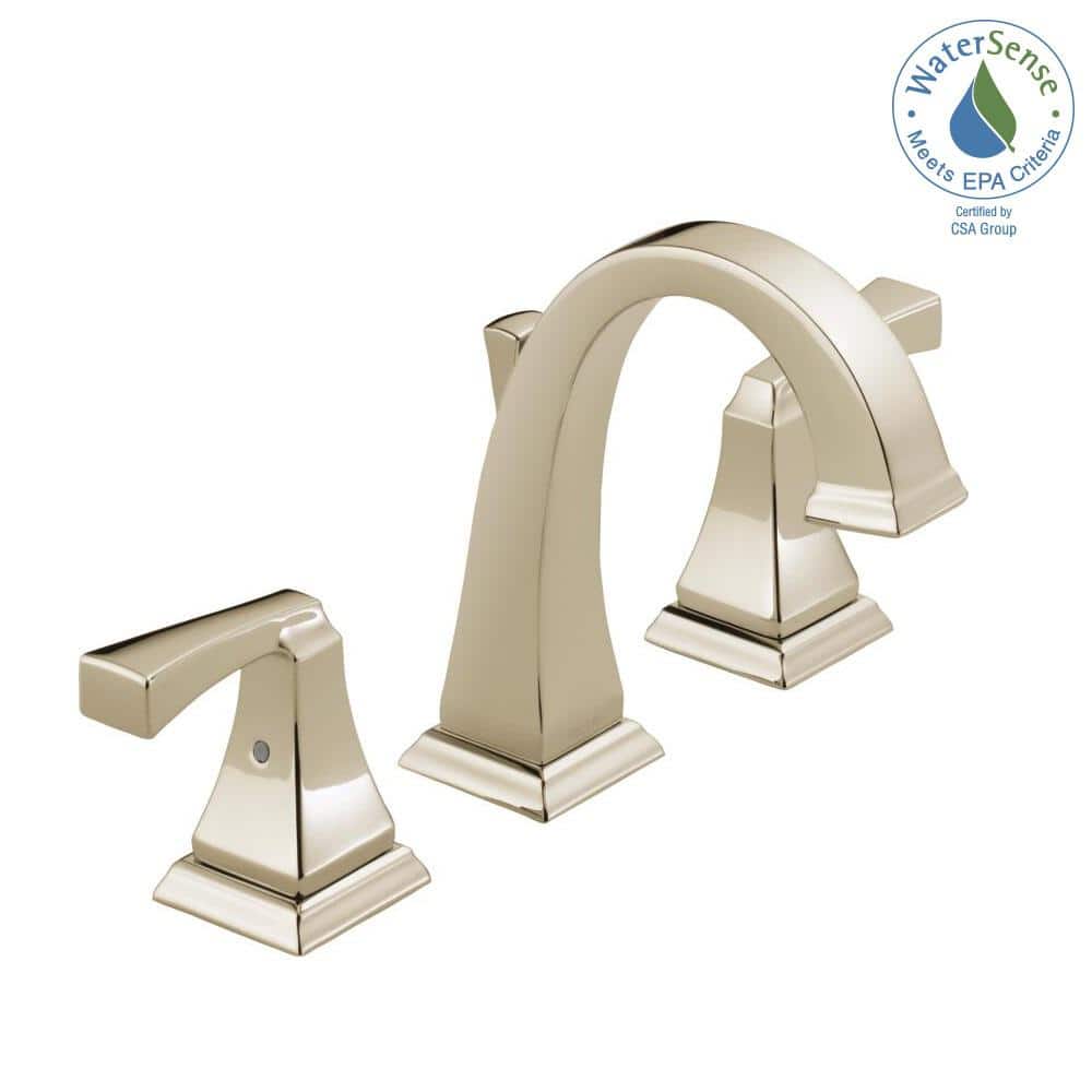 Modern Art Deco Inspired Polished Nickel Widespread Bathroom Faucet