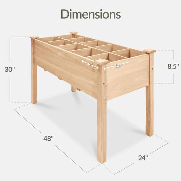 Best Choice Products 4.0 ft. x 2.0 ft. Wood Elevated 10-Pocket