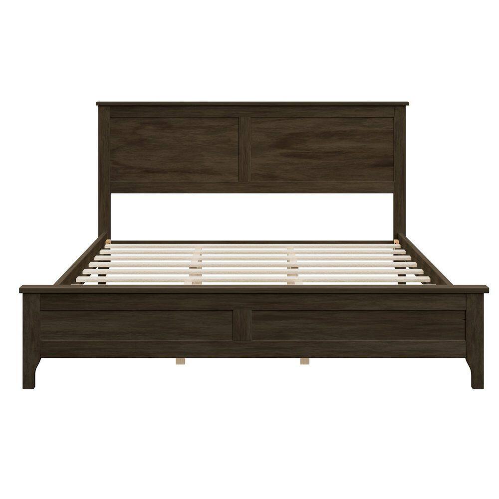 Morgan Modern Brown Wood Frame Full Size Platform Bed with Sturdy Wooden Slats Support - thumbnail 2