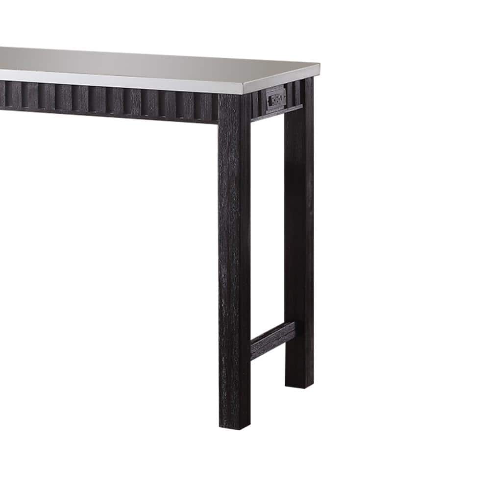 60" Weathered Espresso Marble Top Counter Height Dining Set