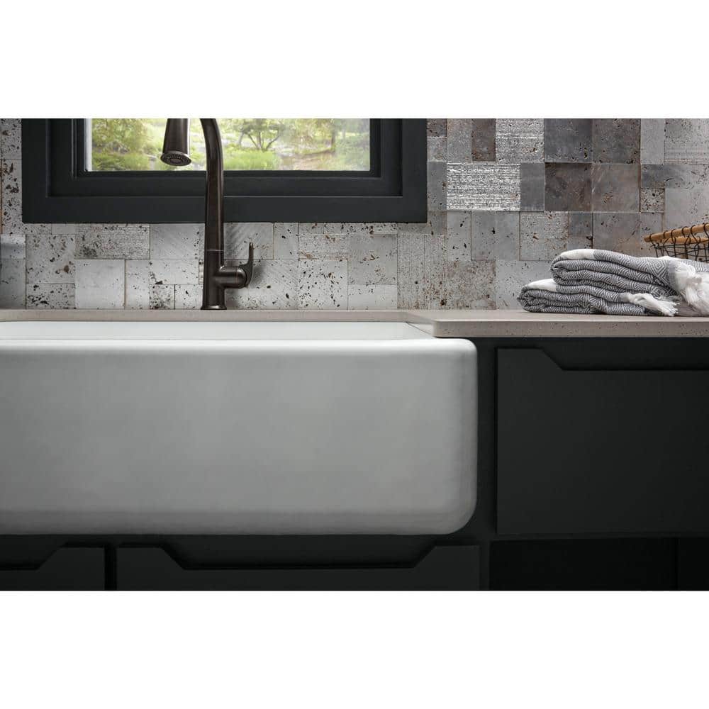 White Cast Iron Farmhouse Single Bowl Kitchen Sink