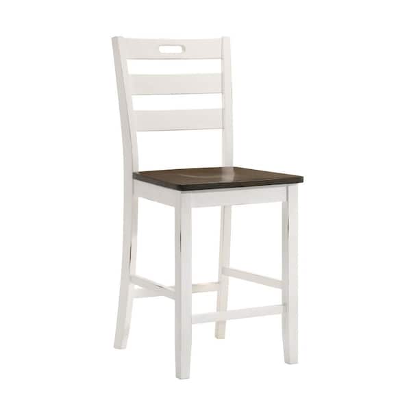 Furniture of America Calliger Live Edge Oak and Sea White Counter Height Side Chair (Set of 2)