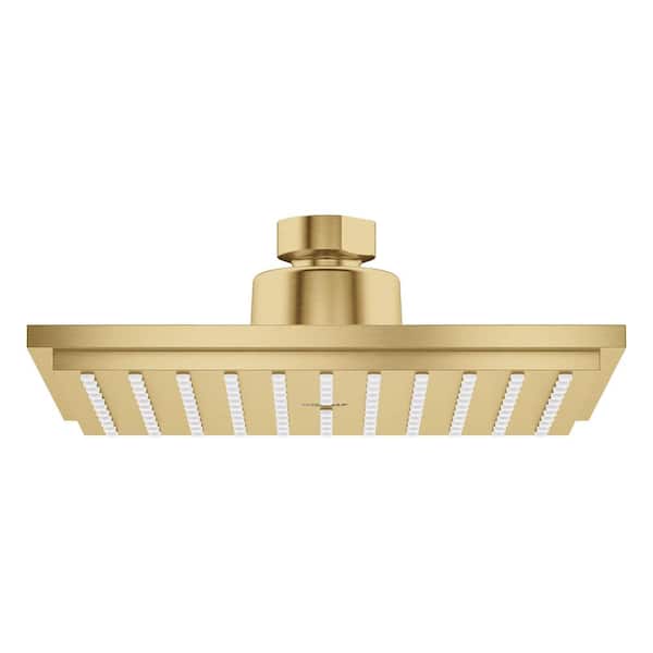 GROHE Euphoria Cube Plus 1-Spray Pattern 1.75 GPM 6 in. Wall Mounted Fixed Shower Head in Brushed Cool Sunrise
