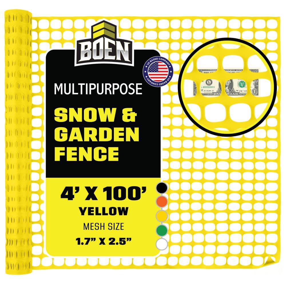 4 ft. x 100 ft. Yellow Construction Snow/Safety Barrier Fence
