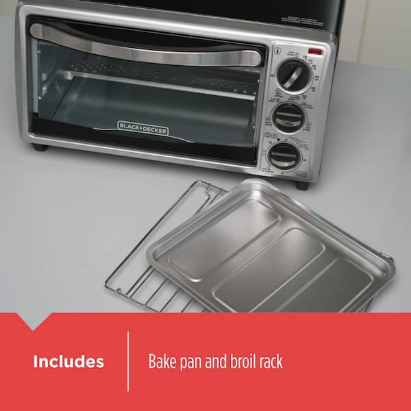 BLACK+DECKER 4 Slice Toaster Oven Stainless Steel, Bake Chicken
