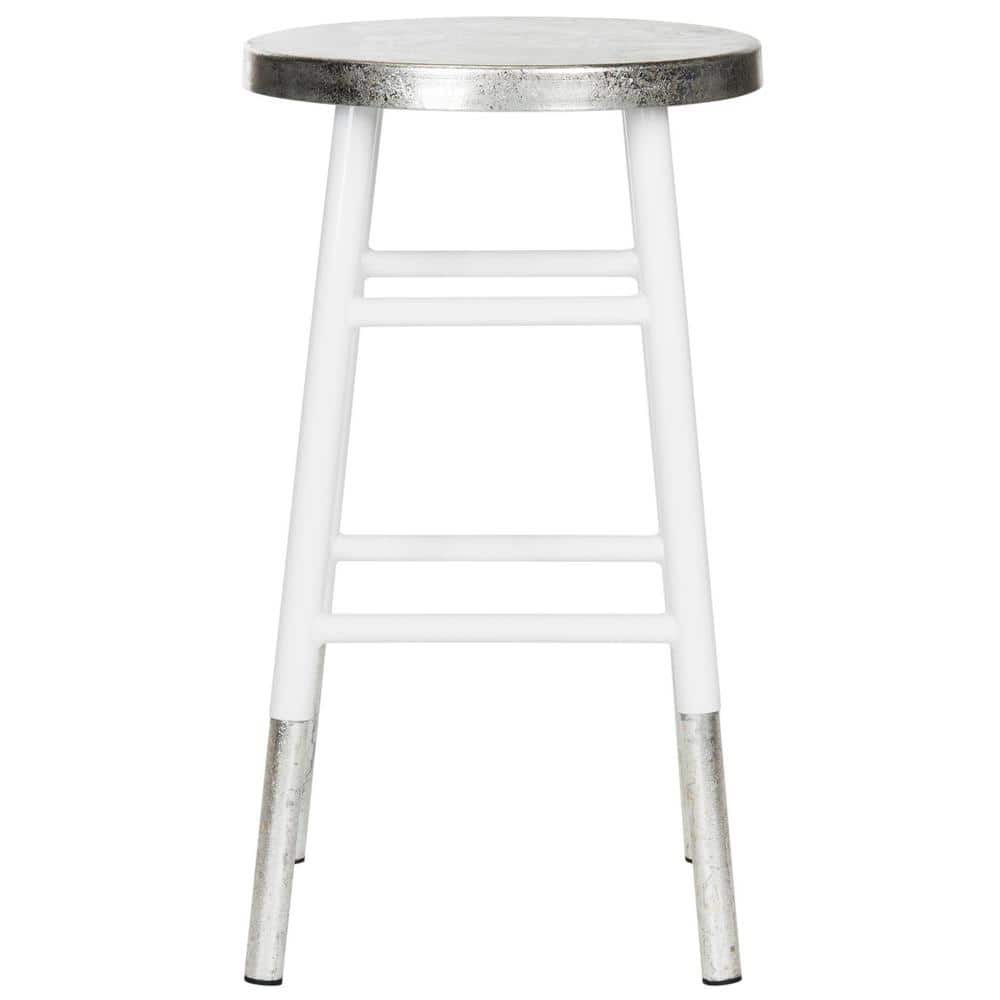 Transitional Silver-Dipped 24" White Metal Counter Stool