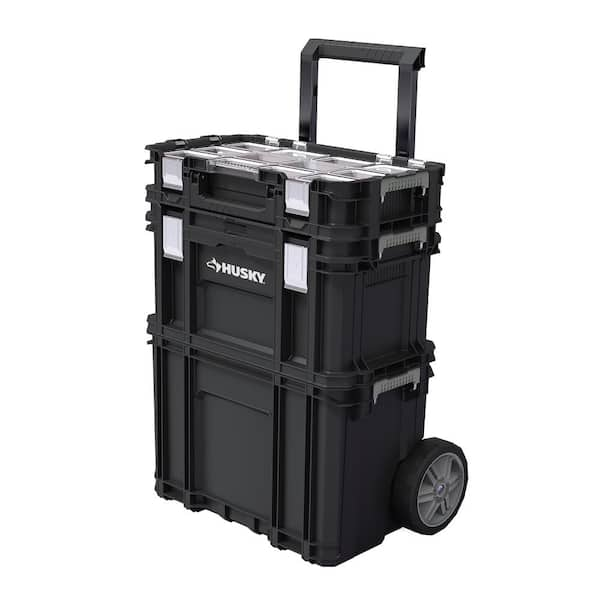 Connect Stackable 22 in. Rolling Tool Cart, 22 in. Durable Flat Lid Tool Box, and Pro Small Parts Organizer