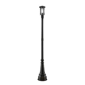 Jordan 1-Light Rubbed Bronze 96.5 in. Aluminum Hardwired Outdoor Weather Resistant Post Light Set with No Bulb Included