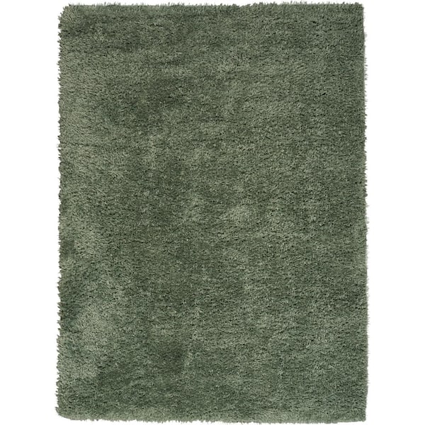 Nourison Lush Shag Sage 8 ft. x 10 ft. Abstract Plush Contemporary Area Rug