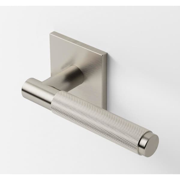 Taylor Satin Nickel Modern Heavy Duty Knurled Interior Door Handle, Square Rose with Concealed Screws (Double Dummy)
