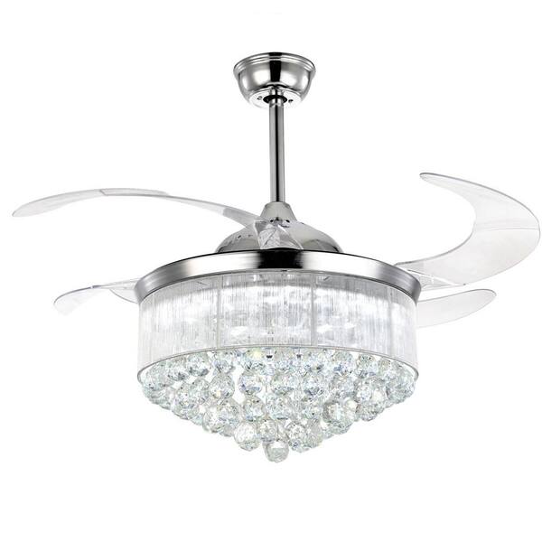 ANTOINE 42 in. Chrome Integrated LED Indoor Ceiling Fan with Lights ...