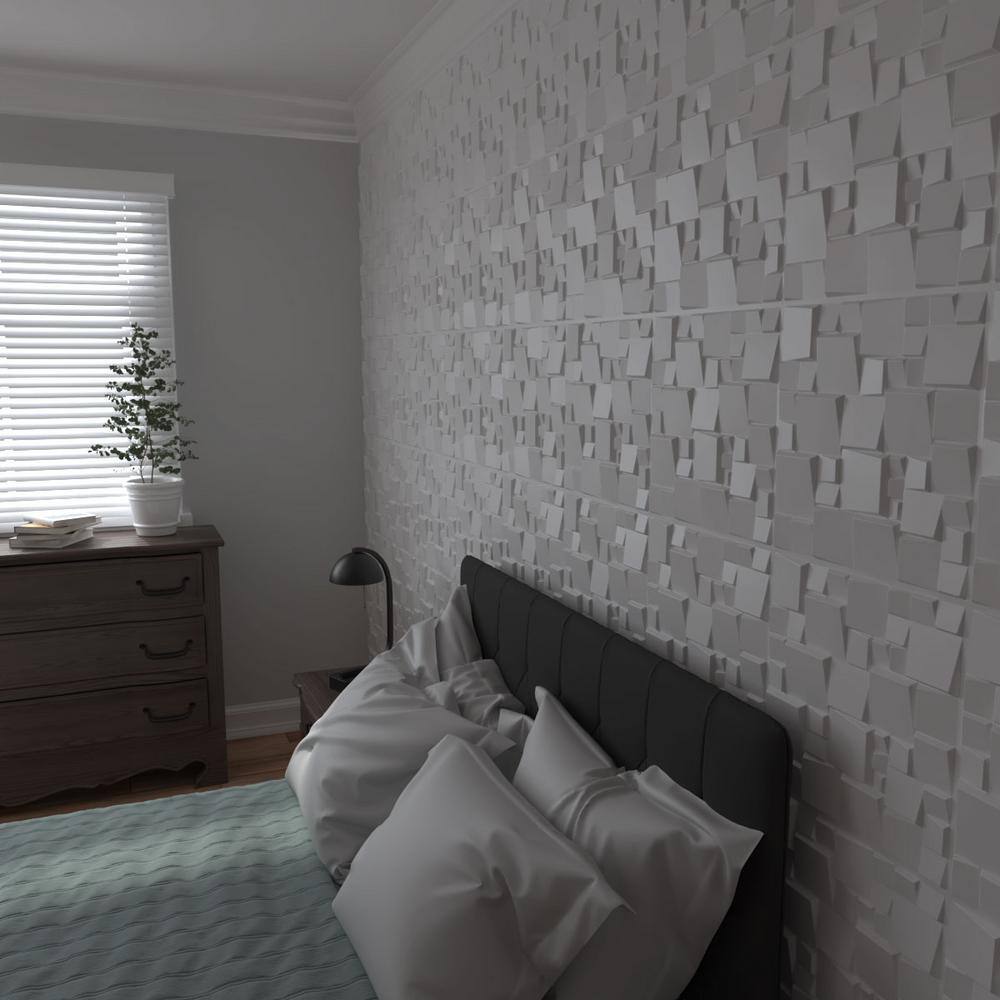 White Textured PVC 3D Wall Panel 19.63" x 19.63"