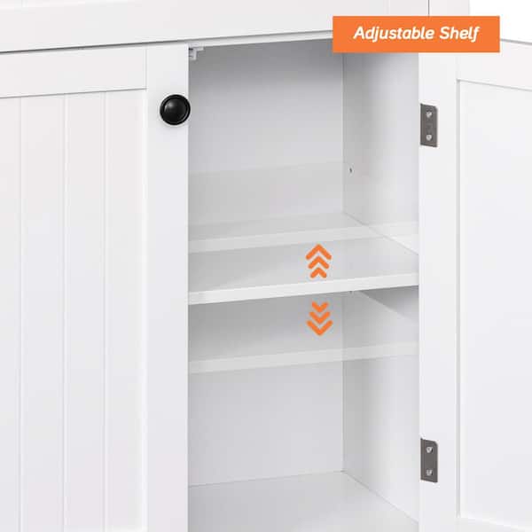 WAMPAT Home Storage Cabinet with Doors and Sliding Drawer Bathroom