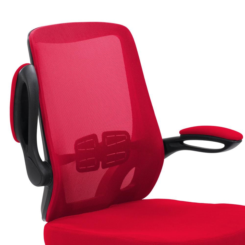 Curved Lumbar Support High-Back Mesh Office Chair in Red