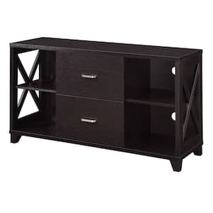Oxford 47.25 in. W Espresso Deluxe TV Stand with 2-Drawers and Shelves for TVs up to 55 in.