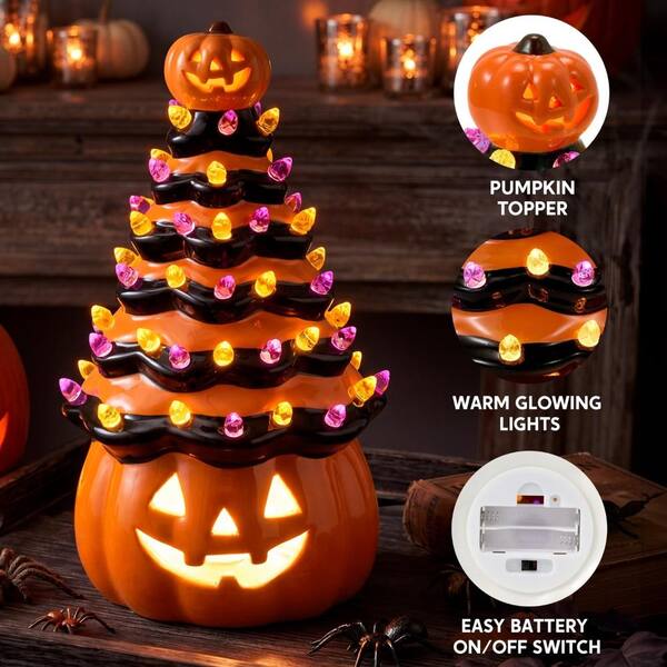 Joyfy 8.5 in Orange Pumpkin Ceramic Tree 18800 - The Home Depot