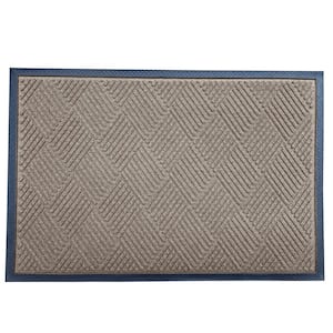 Indoor Outdoor Doormat Beige 24 in. x 36 in. Chevron Floor Mat