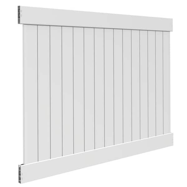 Linden 6 ft, x 8 ft. White Privacy Framed Flat Fence Panel Kit with White Infill